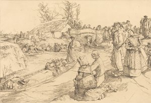Begrafenis in het Vendeen Moeras, 1901 door Auguste Lepere