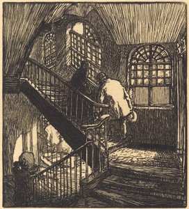 Trap van het huis waar het Château Rouge was, gepubliceerd 1901 door Auguste Lepere