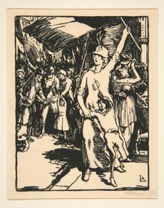 De oorlog is verklaard, uit La Guerre de 1914, eerste serie, nr. 8 door Auguste Lepere