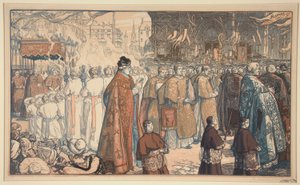 De processie van Sacramentsdag in Nantes door Auguste Lepere