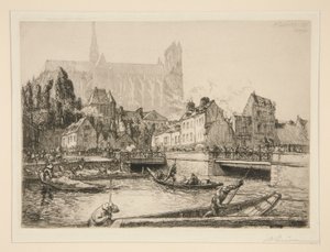 Marché aux légumes à Amiens door Auguste Lepere