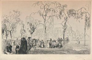 Notre Dame gezien vanaf de Quai Montebello, 1915