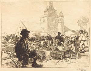 Pluimveemarkt in St.-Jean-de-Mont door Auguste Lepere