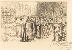 Terugkeer van de Processie naar de Kathedraal van Nantes door Auguste Lepere