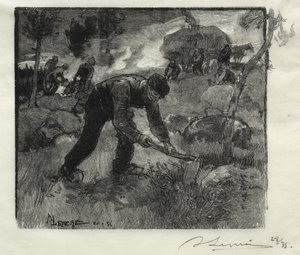 Heideplukkers door Auguste Louis Lepère