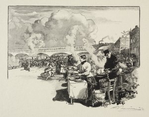Aanlegsteiger van de boot-omnibus door Auguste Louis Lepère