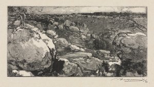 Bos van Fontainebleau: Het circus van Long-Rocher door Auguste Louis Lepère