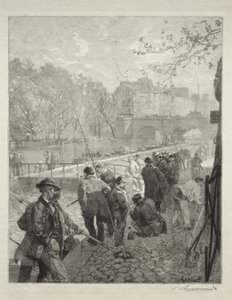 De sluis van de Monnaie door Auguste Louis Lepère