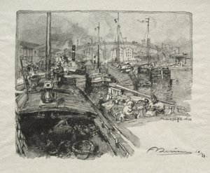 Het Bassin van La Villette door Auguste Louis Lepère