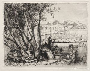 De brug van Poissy door Auguste Louis Lepère