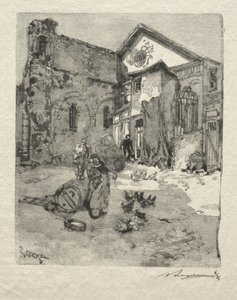 St. Julien le Pauvre: Het Portaal door Auguste Louis Lepère
