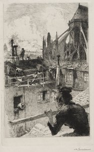 Op de daken bij de Notre Dame door Auguste Louis Lepère