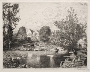 De oude voetbrug door Auguste Louis Lepère