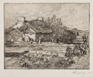 Oude boerderij, huis van het moeras, Vendée door Auguste Louis Lepère