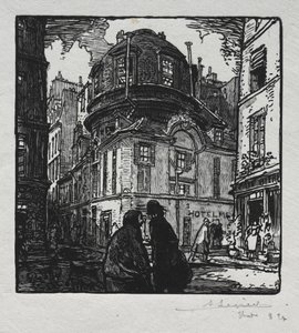Zicht op het Hotel Colbert door Auguste Louis Lepère