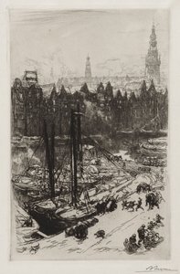 Amsterdam, uitzicht op Victoria Hotel door Auguste Louis Lepère