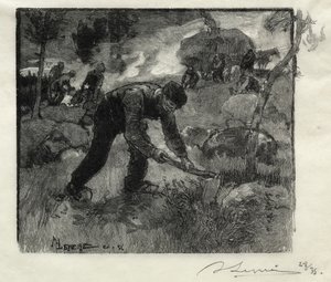 Heideplukkers door Auguste Louis Lepère