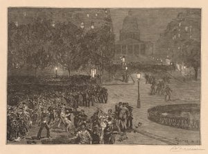 Bois du Monde: Les troubles du quartier Latin (1882) door Auguste Louis Lepère