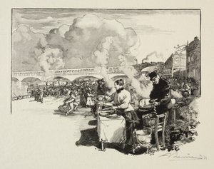 Aanlegsteiger van de boot-omnibus door Auguste Louis Lepère
