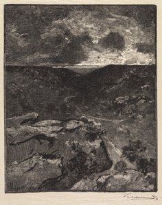 Fontainebleau Bos: Franchard Vallei, 1890 door Auguste Louis Lepère