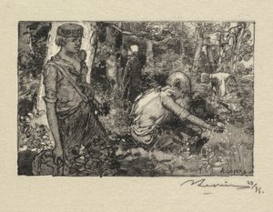 Fontainebleau Bos: Lelietjes-van-dalen verzamelen La Forêt de Fontainebleau..., 1890