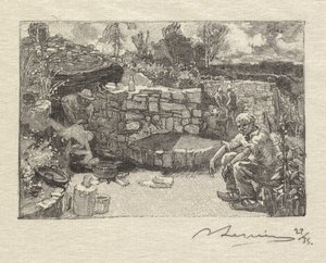 Fontainebleau Bos: Hut van de Steengroevewerker door Auguste Louis Lepère