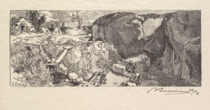 Fontainebleau Bos: Zandsteengroeve door Auguste Louis Lepère