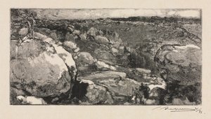 Bos van Fontainebleau: Het circus van Long-Rocher door Auguste Louis Lepère