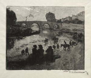De Drinkplaats van de Pont Marie door Auguste Louis Lepère
