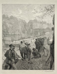 De sluis van de Monnaie door Auguste Louis Lepère
