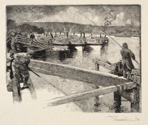 De garage van de boot-omnibus door Auguste Louis Lepère