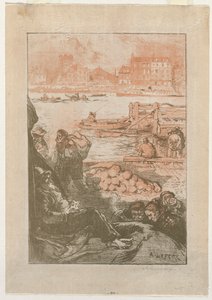 Boeren bij een dok, Parijs door Auguste Louis Lepère