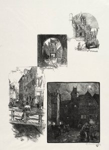 Rouen Illustré: Rue des Charretes; Rue de Halage; Rue Eau de Robec; Place des Arts door Auguste Louis Lepère