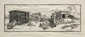 Het koetshuis Le wagon-logement door Auguste Louis Lepère