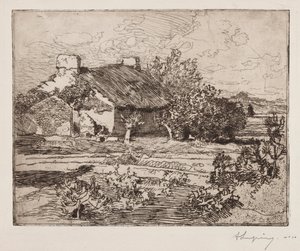 Oude boerderij, huis van het moeras, Vendée door Auguste Louis Lepère