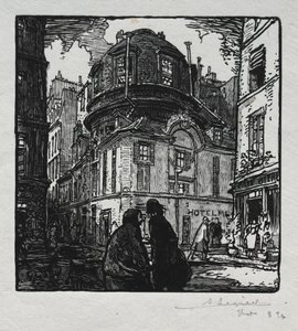 Uitzicht op het Hotel Colbert door Auguste Louis Lepère