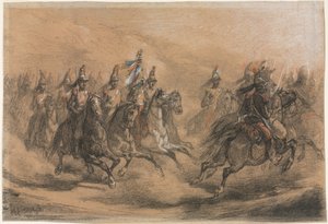 Cavaleriecharge, ca. 1840 door Auguste Raffet