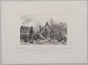 Lithografisch Album van 1837: Half-Bataljon aan de Linkerkant...Richten!...Vuur!...Laden door Auguste Raffet