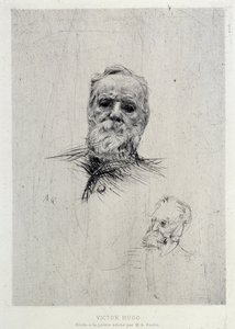 Portret van Victor Hugo (1802-1885), illustratie uit The Gazettes de beaux Arts door Auguste Rodin