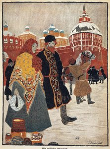 Frankrijk, Parijs, Uitzicht op het Rode Plein in Moskou, illustratie door A. Salzmann door Auguste Salzmann