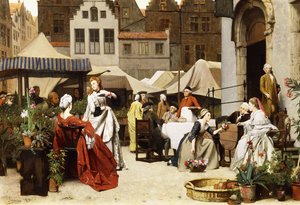 De bloemenmarkt door Auguste Serrure
