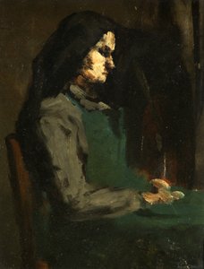 Vrouw met een Groene Schort door Auguste Theodule Ribot
