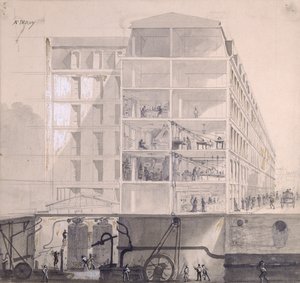 Doorsnede van arbeiderswoningen in het XIe arrondissement in Parijs, c.1875 door Auguste Victor Deroy
