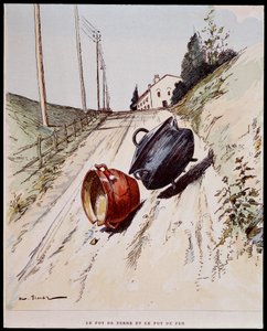 Le pot de terre et le pot de fer - in Les Fables de La Fontaine, ill. door Auguste Vimar, Tours, bij A, Mame & Fils