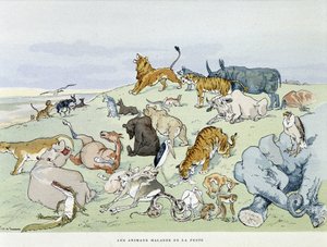 Les animaux malades de la peste - in Les Fables de la Fontaine, ill. door Auguste Vimar (1851-1916), Tours, bij A, Mame & Fils