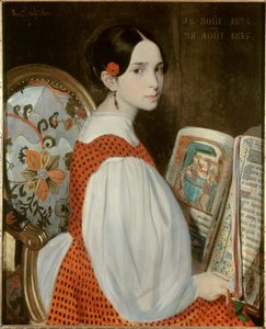 Portret van Leopoldine Hugo (1824-1843) in het boek van Heures op 28/08/1835