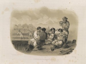 Bouwers op een boot Uit: De Bouw van de Sint-Isaacskathedraal, 1845