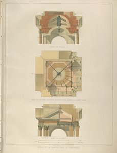 Detail van de bouw van de klokkentoren Uit: De bouw van de Sint-Isaacskathedraal, 1845 door Auguste de Montferrand