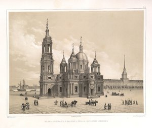 Uitzicht op de Sint-Isaacskathedraal ten tijde van Catharina II Uit: De bouw van de Sint-Isaacskathedraal, 1845