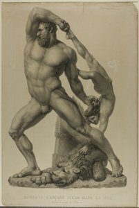 Hercules gooit Lichas in de zee door Auguste de Valmont